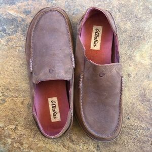 OluKai Moloa Leather: Size 10 Dark Wood/ Dark Java